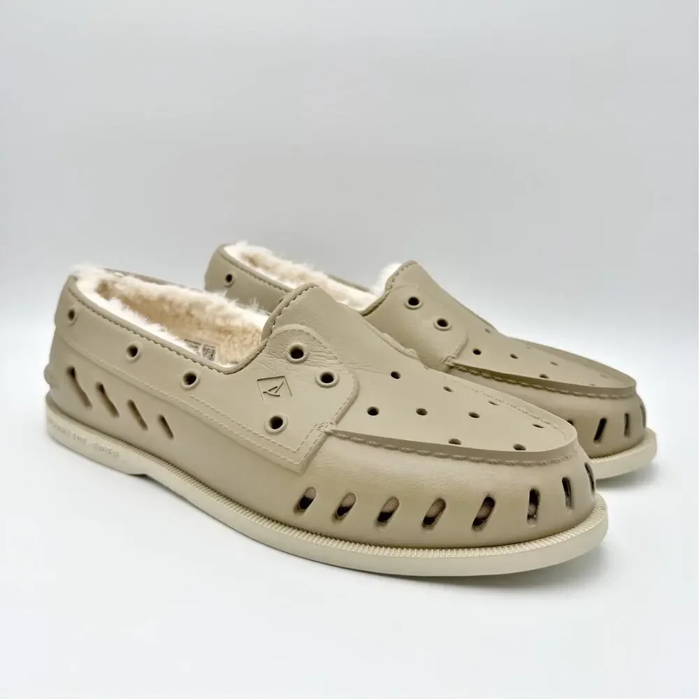 Sperry Mens Original Float Cozy Boat Shoes Size 10 EU 43 Beige Tan NWOB